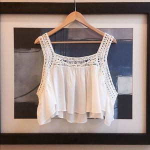 NWOT forever 21 crochet lace swing crop top OS